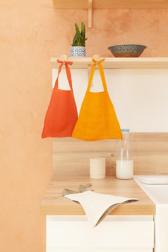 Lots de 3 essuie-tout en lin et coton bio - Terracotta, Kaki et Moutarde