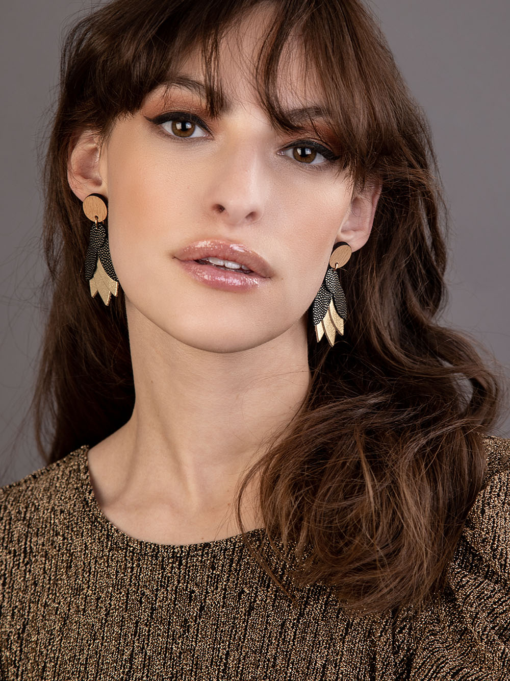 Boucles d'oreilles en cuir MANDALA Olive 4