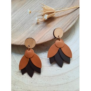 Boucles d'oreilles en cuir MANDALA Caramel