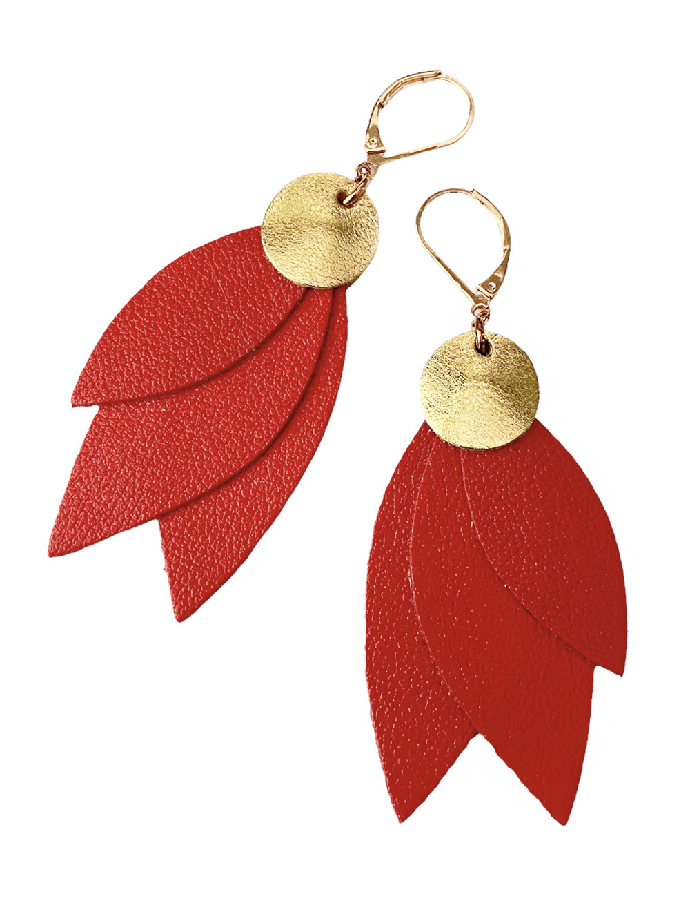 Boucles d'oreilles en cuir CELESTE Rouge 4