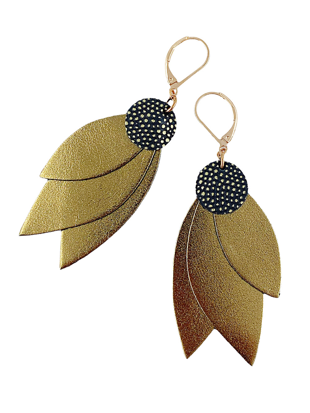 Boucles d'oreilles en cuir CELESTE Olive 4