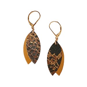 Boucles d'oreilles en cuir MINI-PETALE Caramel