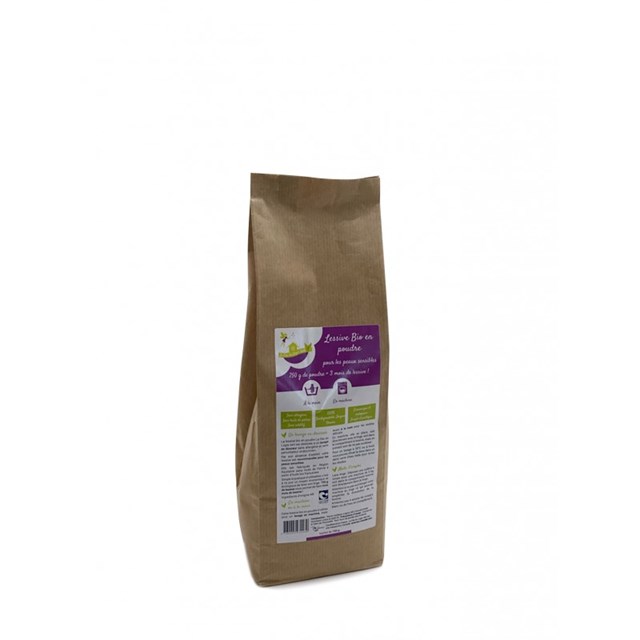 lessive bio à partir d'huile vétégale francaise, format 750 gr ou 3 kg