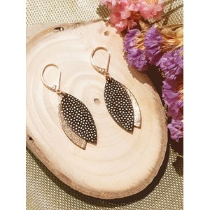 Boucles d'oreilles en cuir MINI-PETALE olive