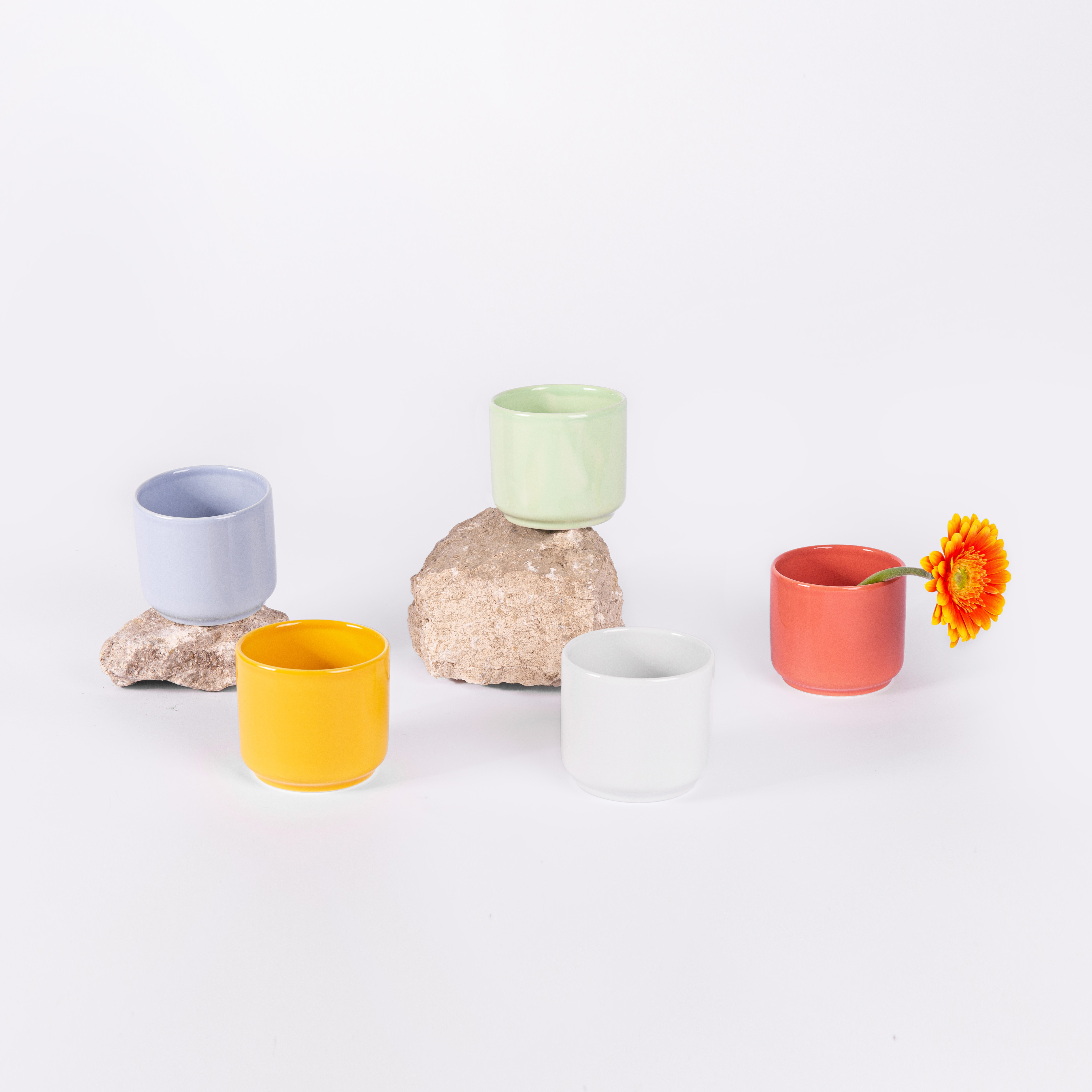 Tasse sans anse pour thé et café en porcelaine Bleu pastel 2