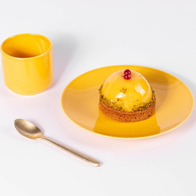 Tasse sans anse pour thé et café en porcelaine Jaune moutarde 4