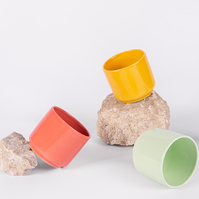 Tasse sans anse pour thé et café en porcelaine Jaune moutarde 3