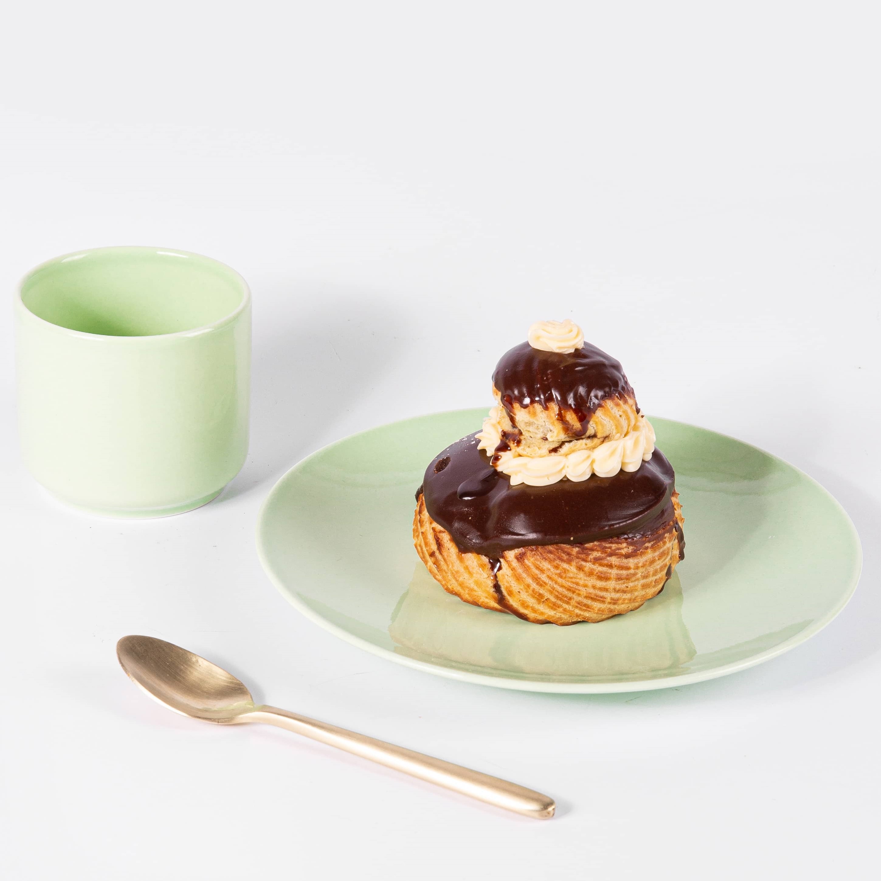 Tasse sans anse pour thé et café en porcelaine Vert 2