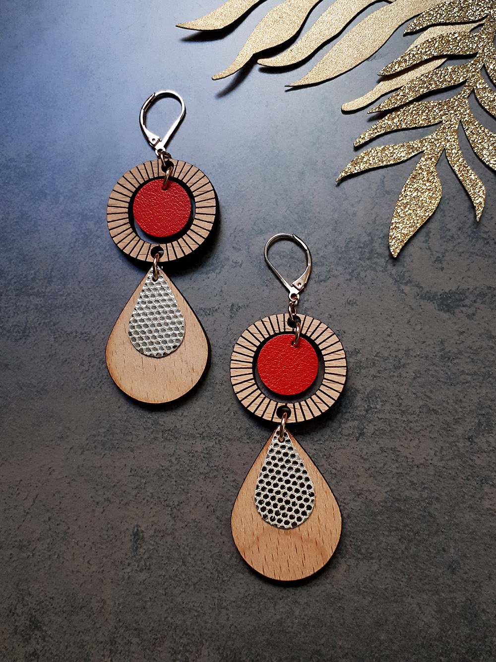 Boucles d'oreilles ETHNIQUE Rouge 2