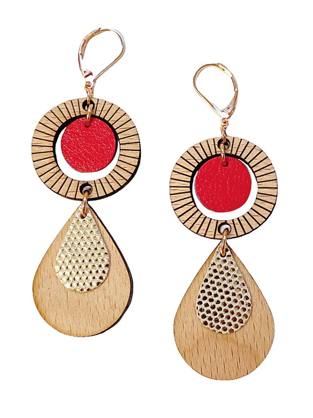 Boucles d'oreilles ETHNIQUE Rouge 3