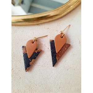 Clous d'oreilles en cuir TRIANGLE Caramel