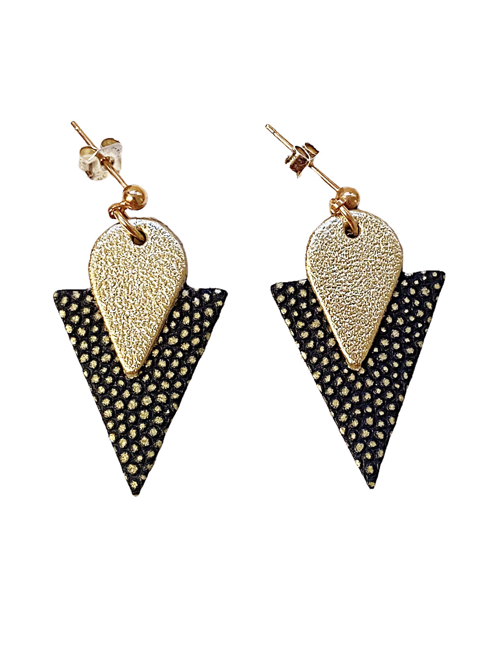Clous d'oreilles en cuir TRIANGLE Olive 4