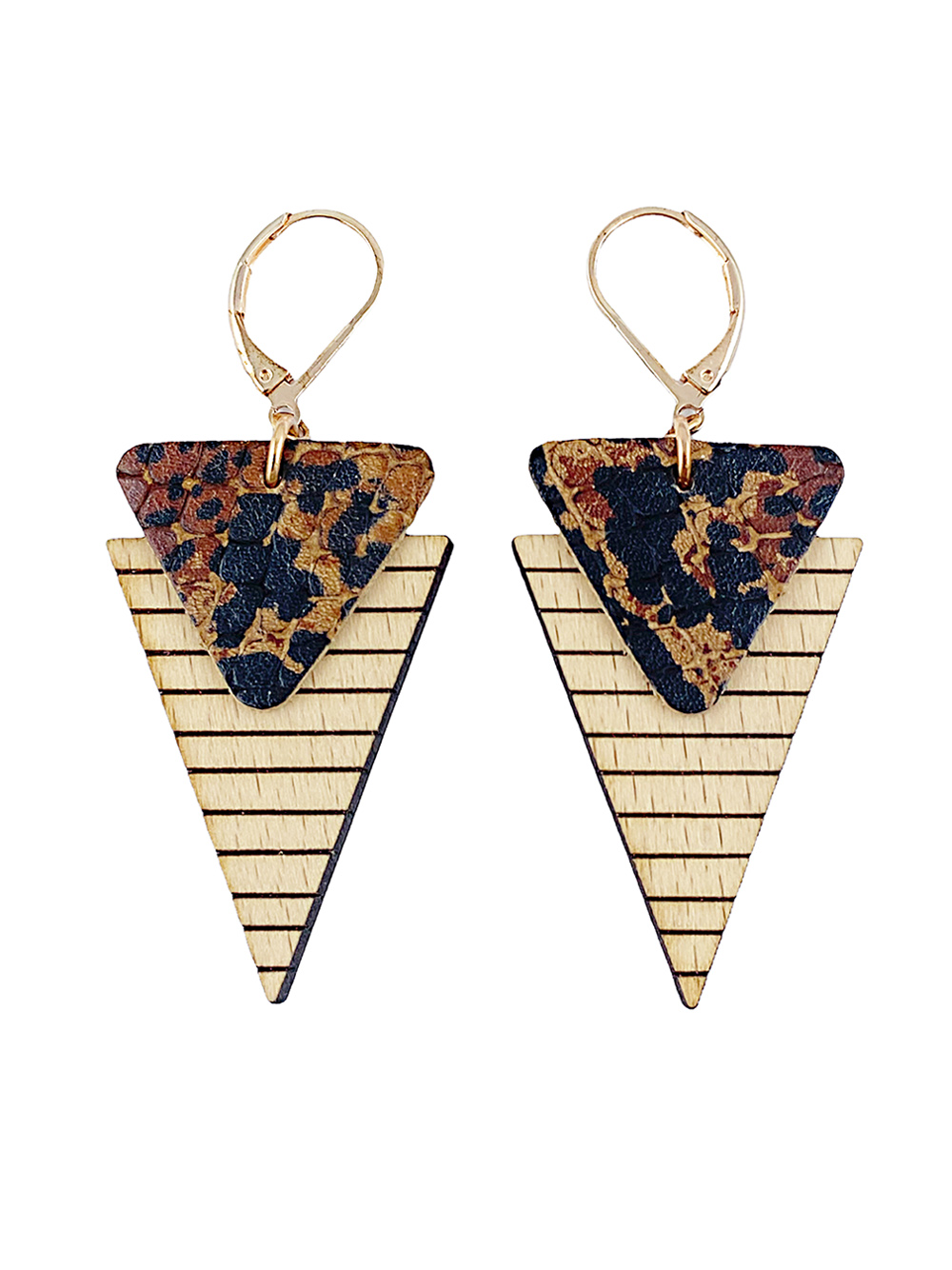 Boucle d'oreilles en bois MARINIERE Caramel 3