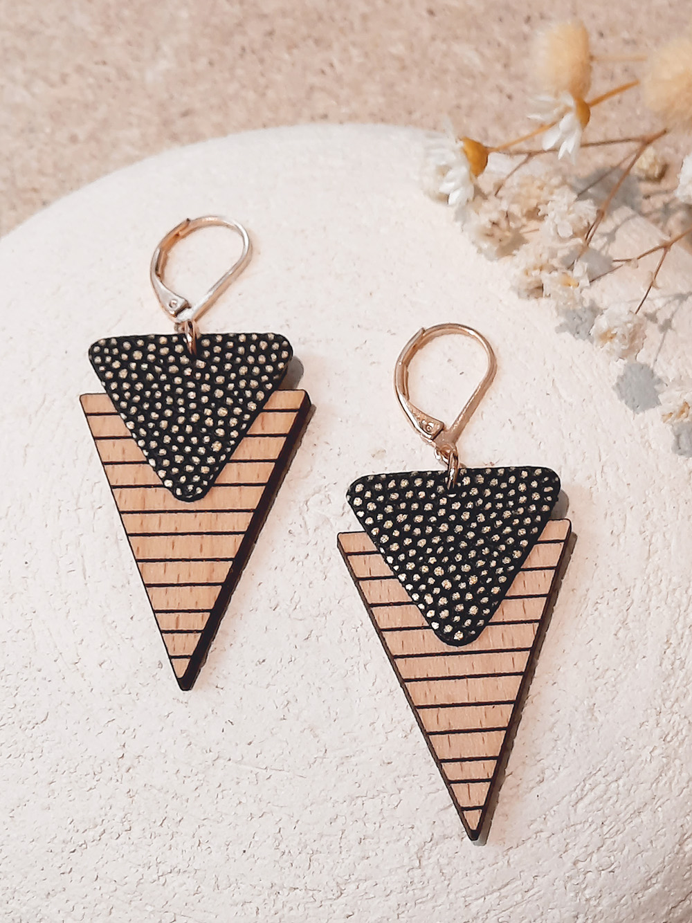 Boucle d'oreilles en bois MARINIERE Olive 2