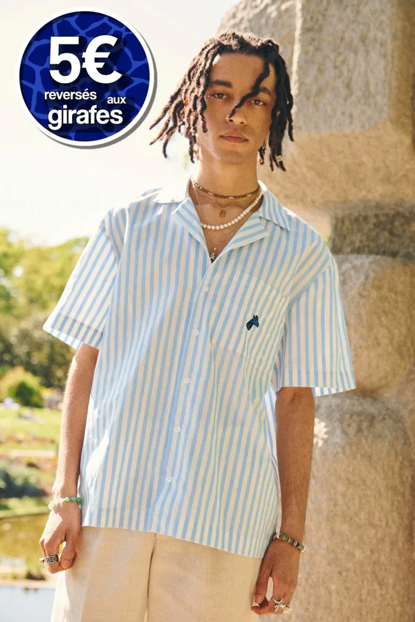 Chemisette à rayures upcyclée - Bleu ciel 2