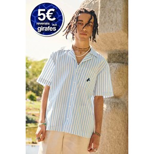 Chemisette à rayures upcyclée - Bleu ciel