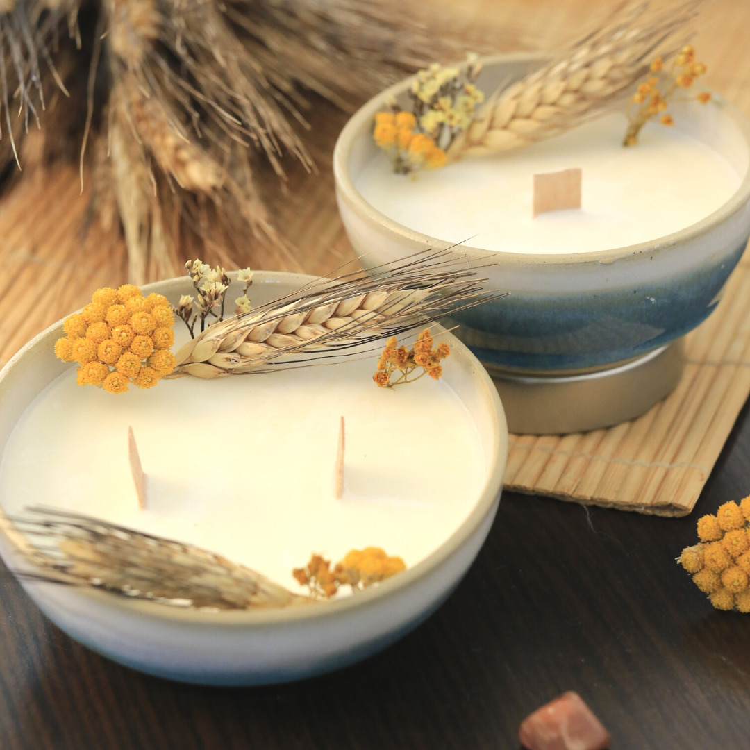Bougie fleurs séchées Thé Bergamote 3