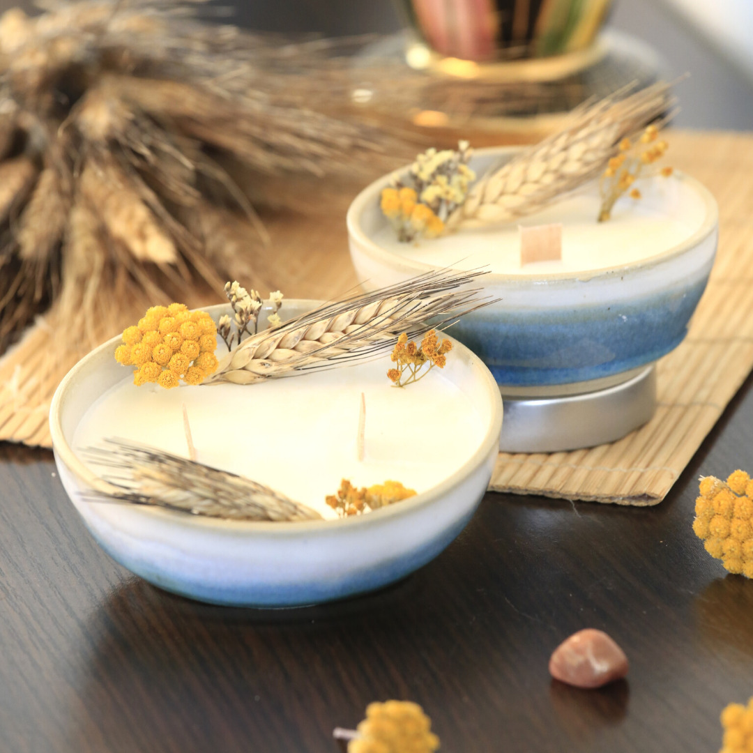 Bougie fleurs séchées Thé Bergamote 2