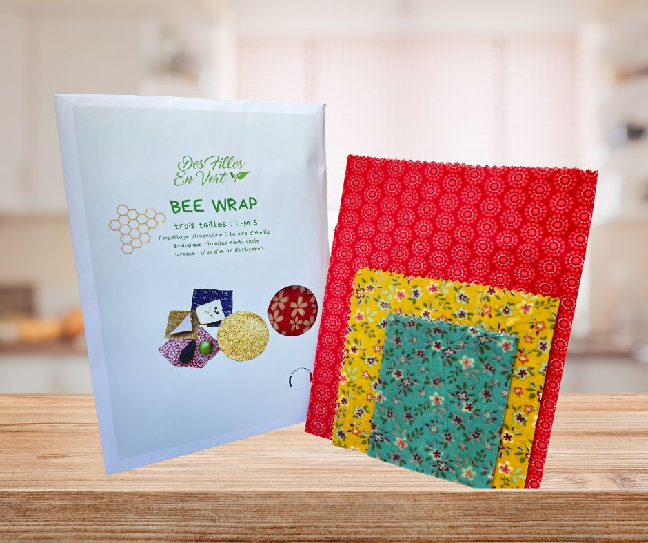BEE WRAP, emballage alimentaire zéro plastique -  3 tailles L,M et S 6