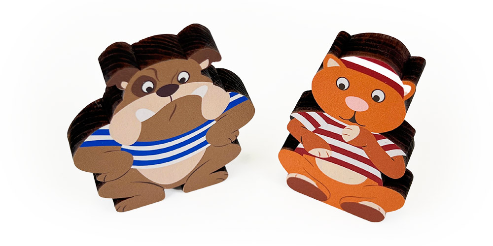 Jouets animaux en bois du Jura - Chien et Chat 3