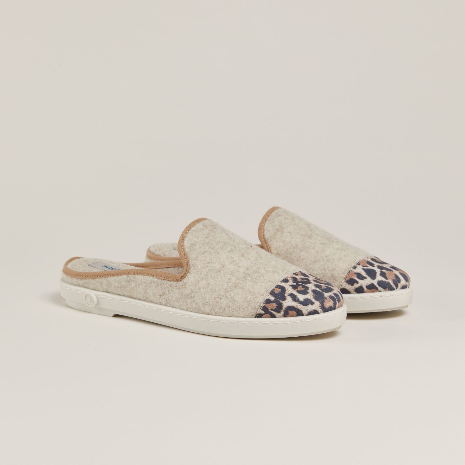 La mule en laine recyclée, beige léopard 3