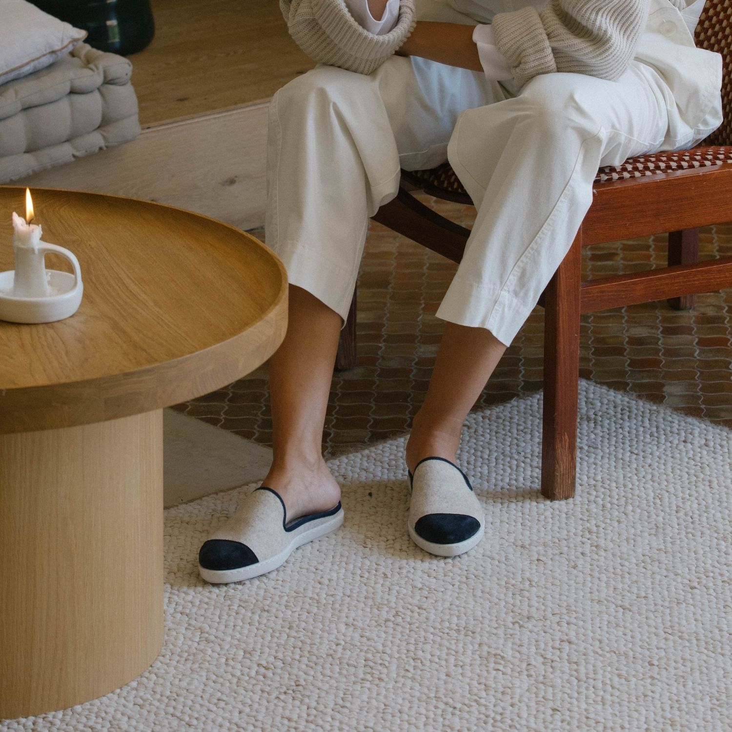 La mule en laine recyclée, beige marine 6