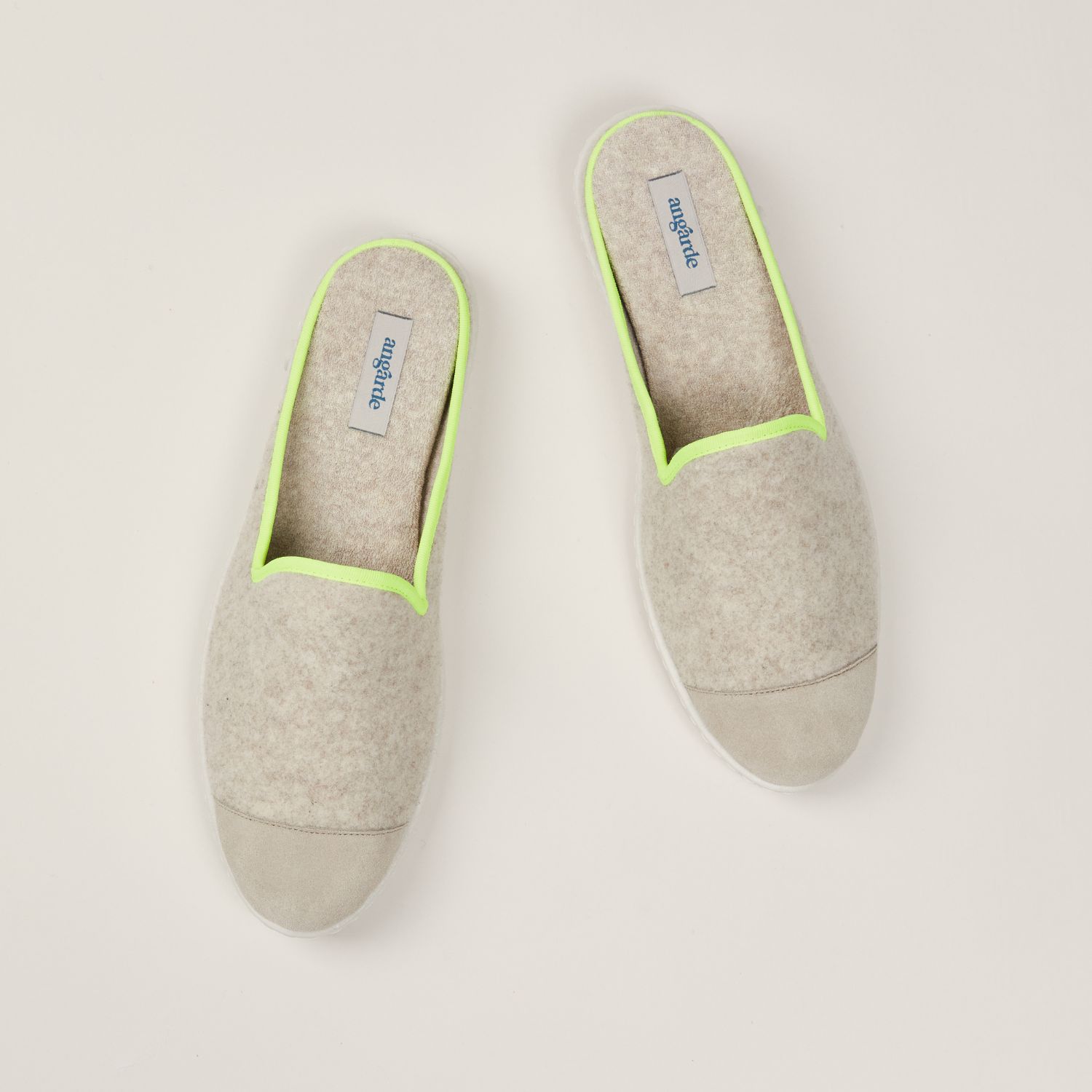 La mule en laine recyclée, beige jaune fluo 3