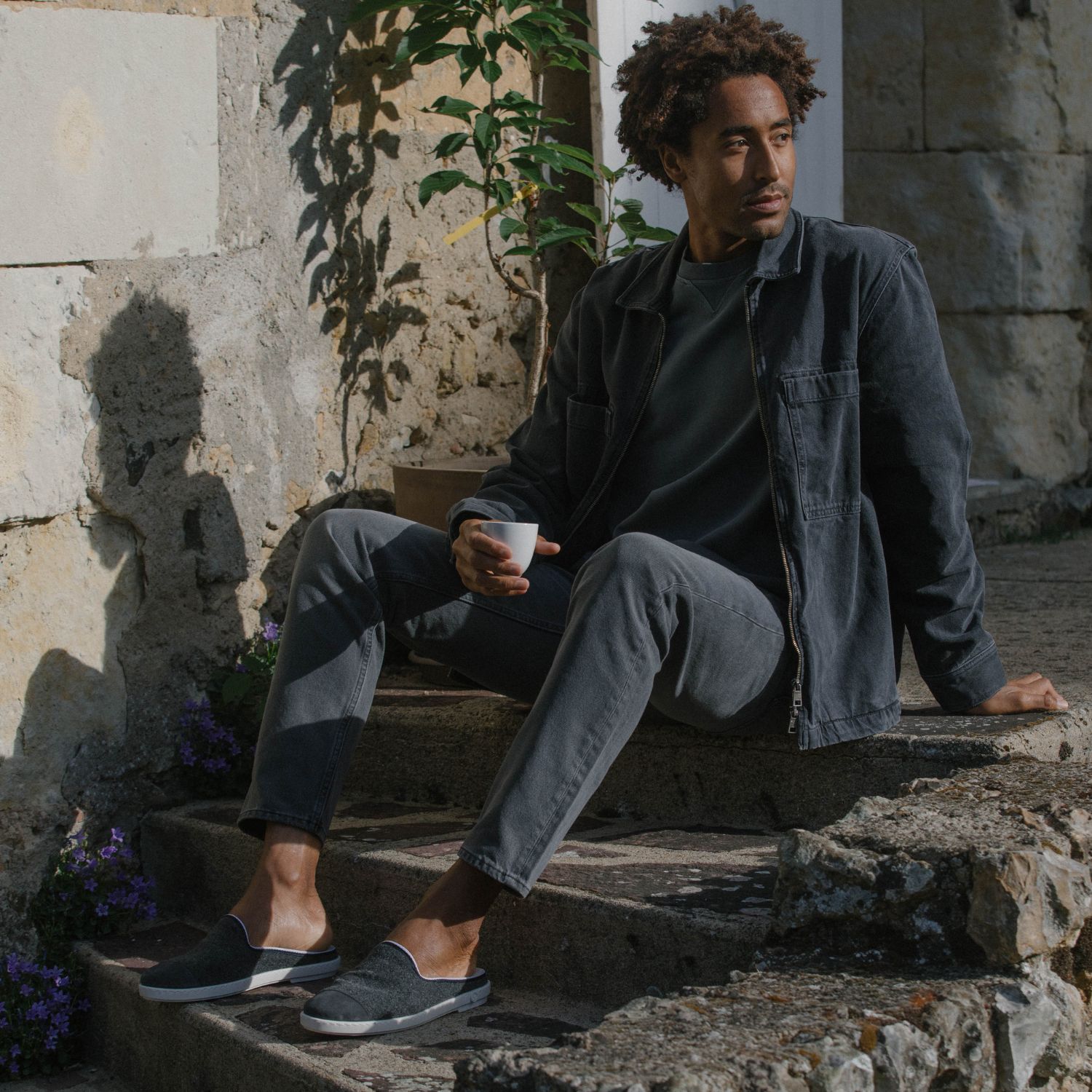 La mule en laine recyclée, gris flag 6