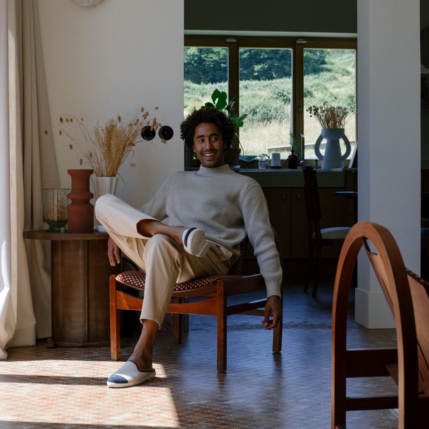 La mule en laine recyclée, beige marine 6