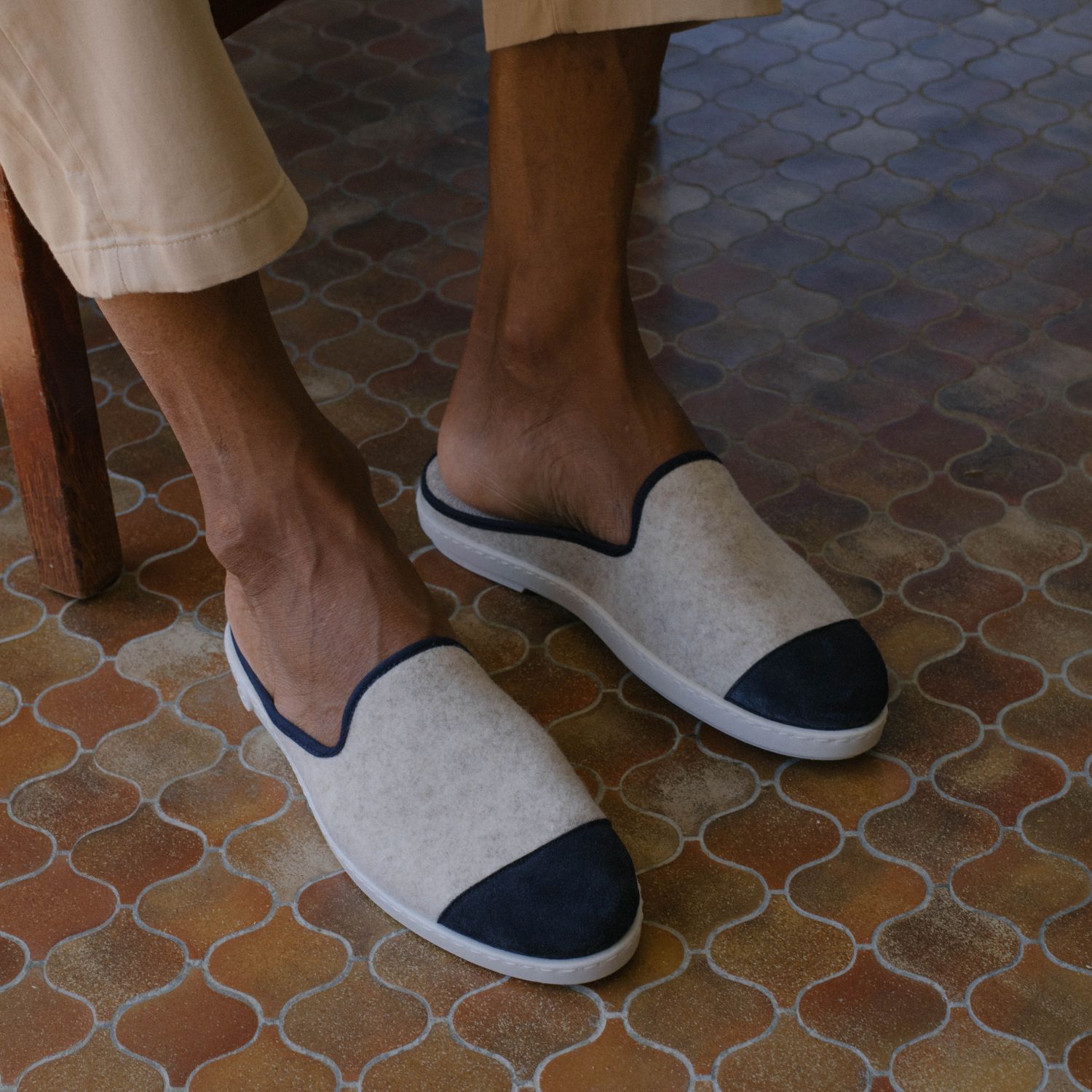 La mule en laine recyclée, beige marine 4