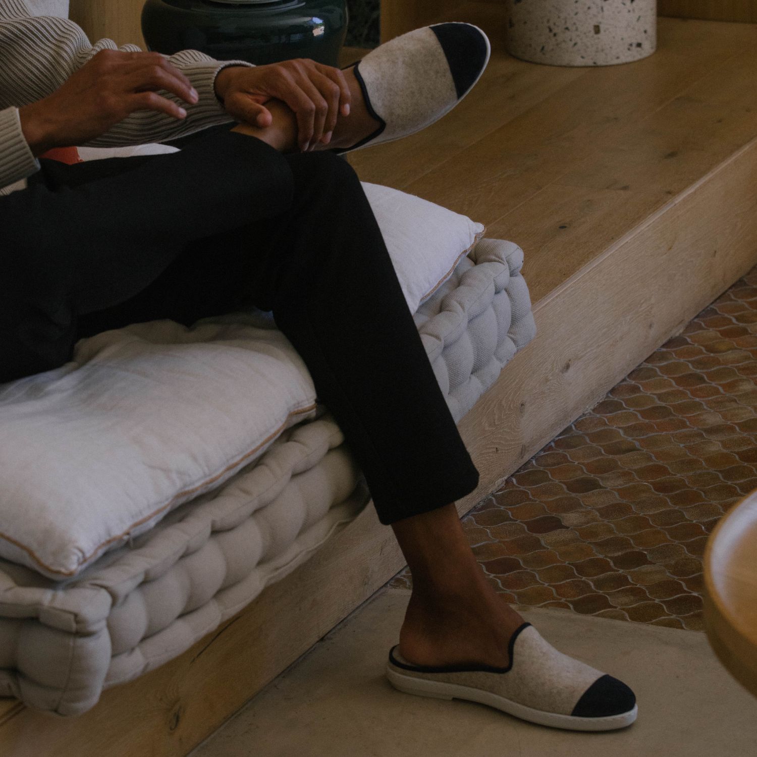 La mule en laine recyclée, beige marine 5