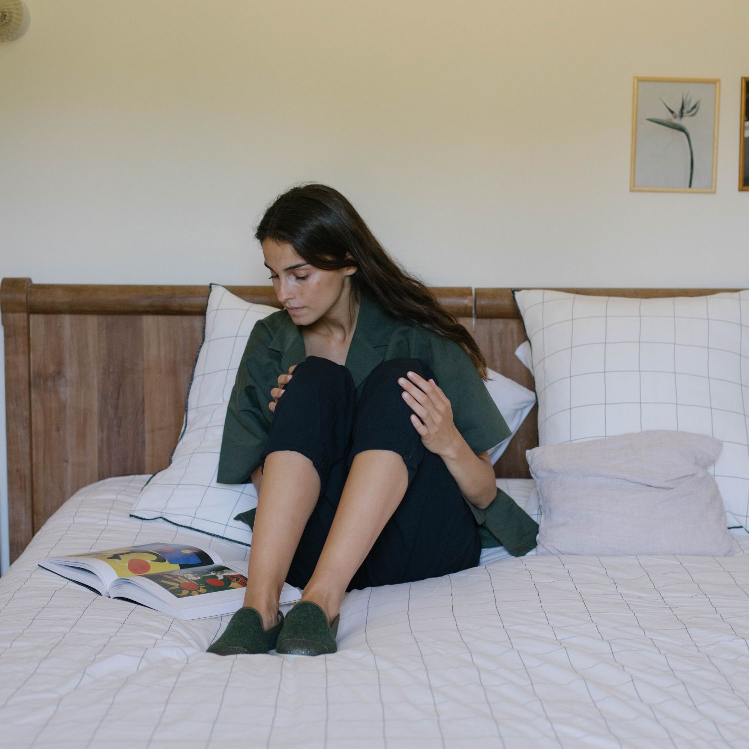 Chaussons AW laine recyclée, vert paillettes 6