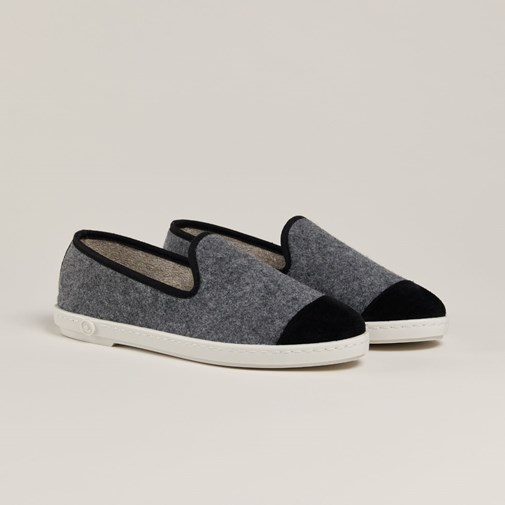 Chaussons AW laine recyclée, gris noir