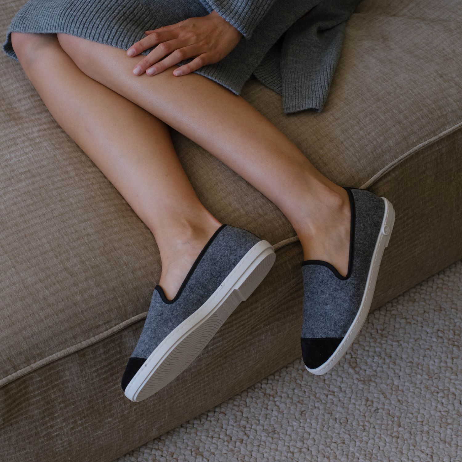 Chaussons AW laine recyclée, gris noir 4