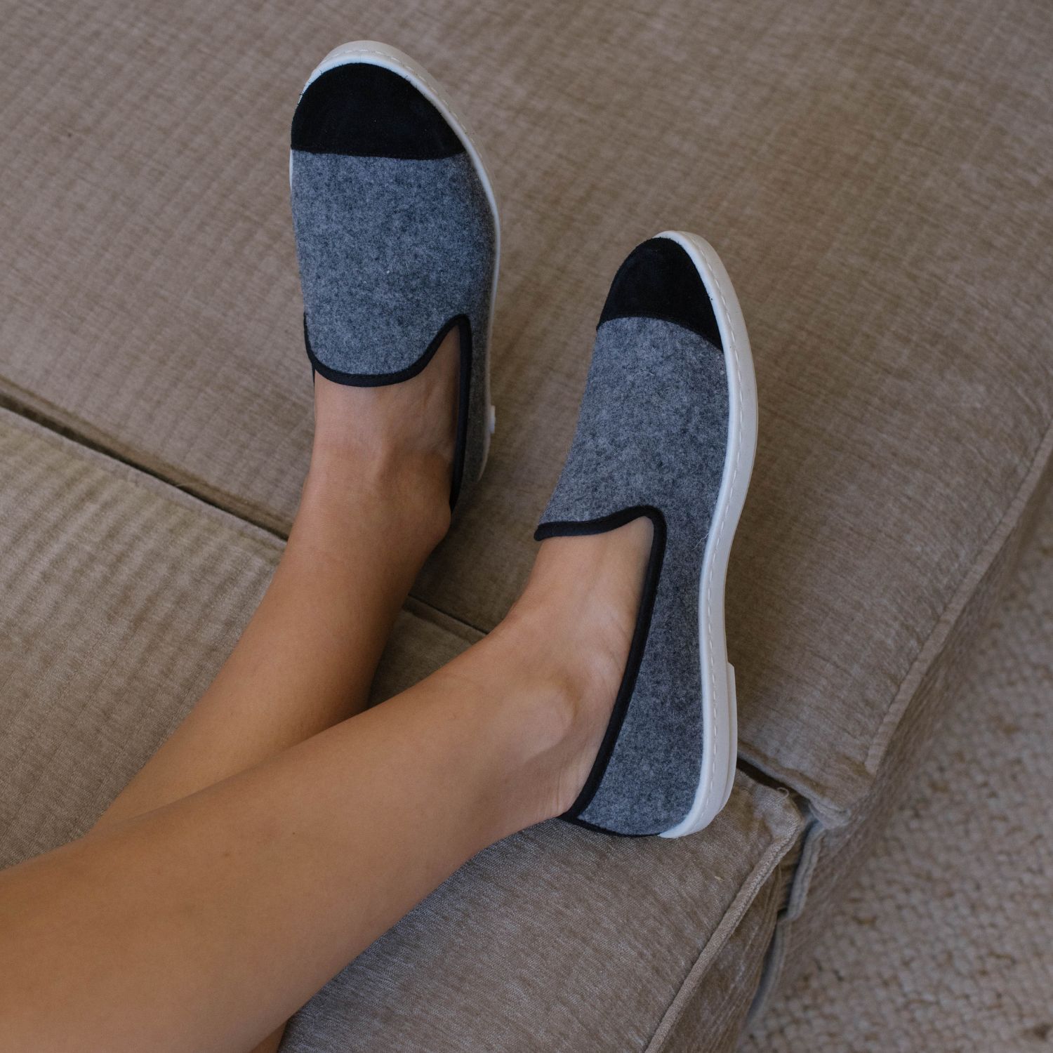 Chaussons AW laine recyclée, gris noir 5