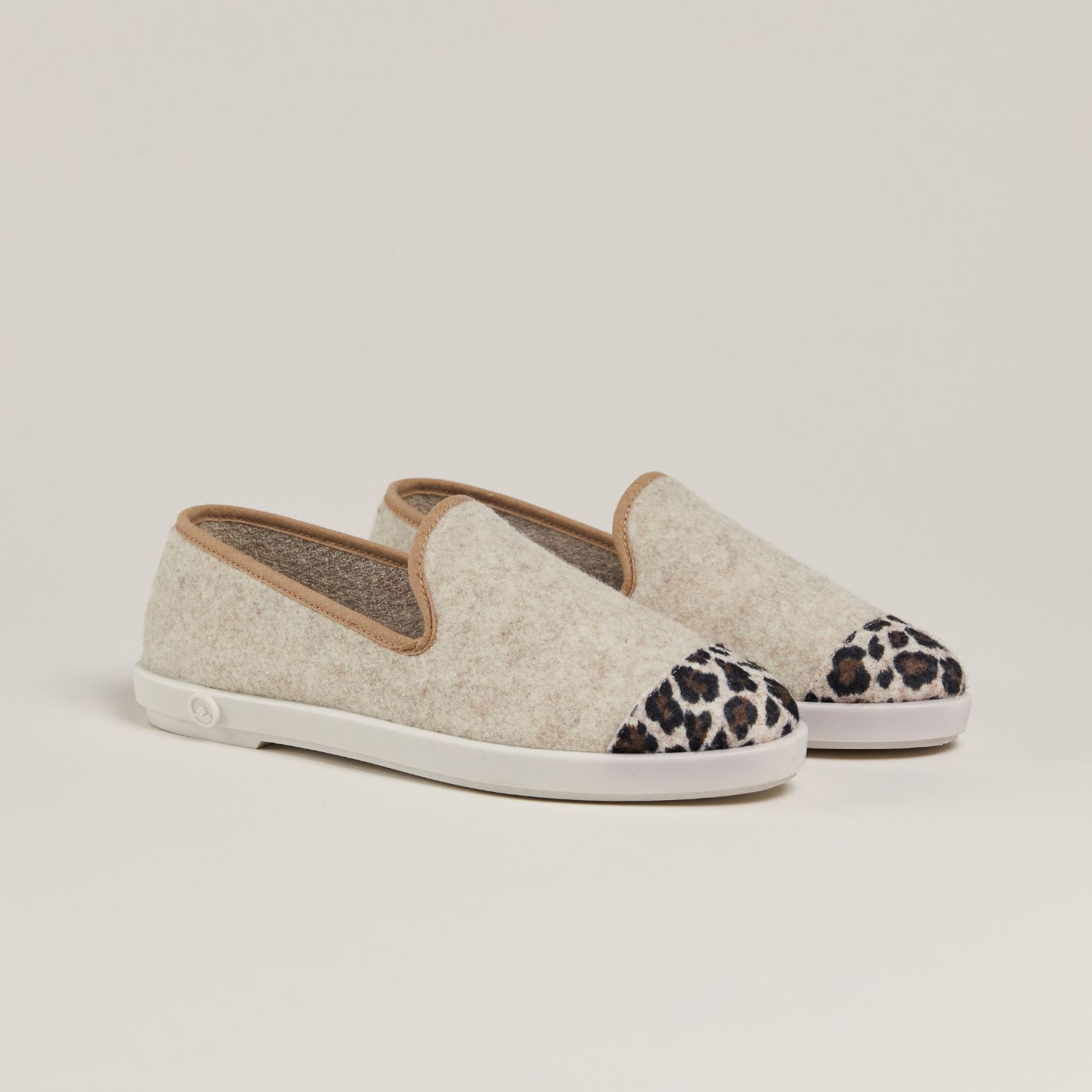 Chaussons AW laine recyclée, beige léopard 2