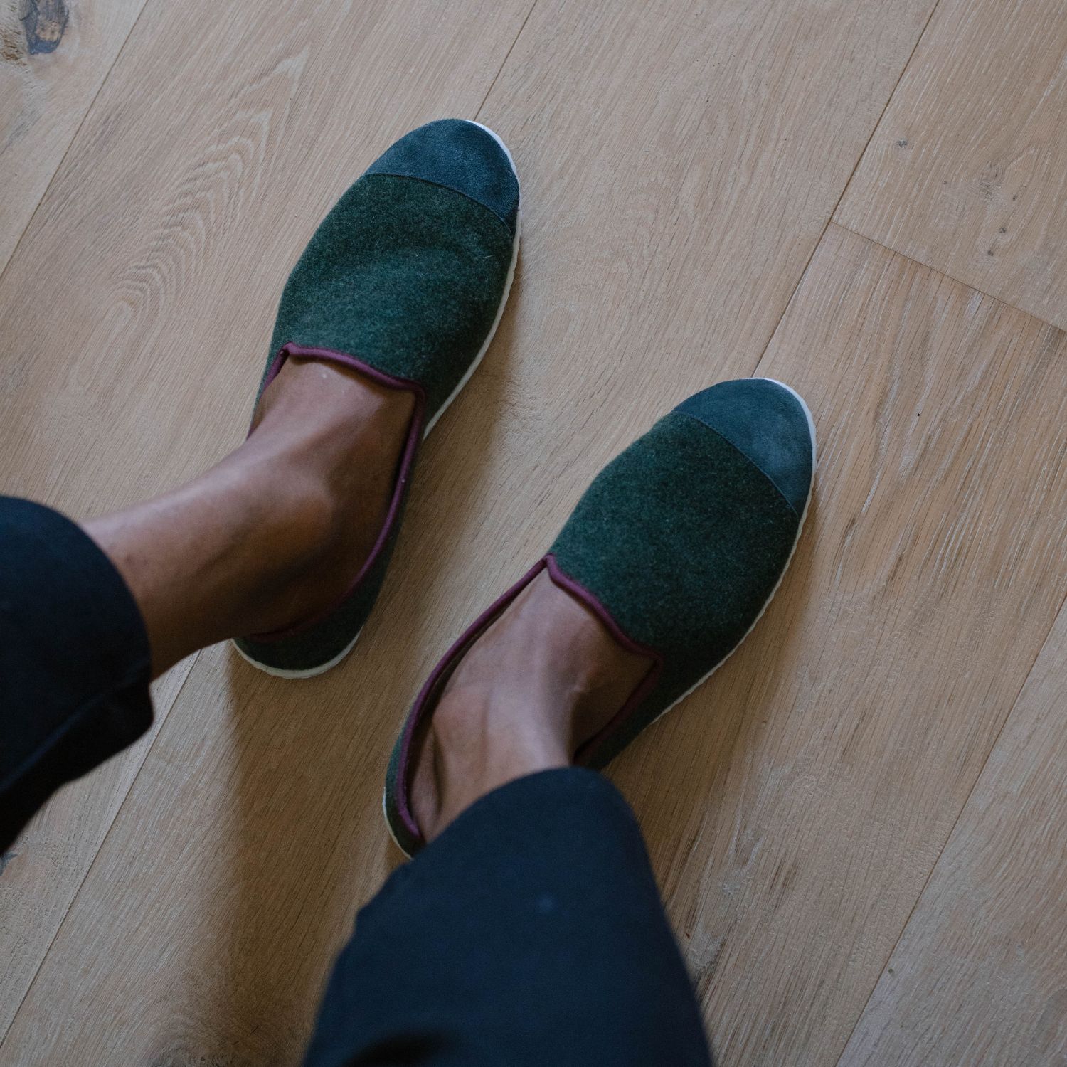 Chaussons AW laine recyclée, vert bordeaux 5