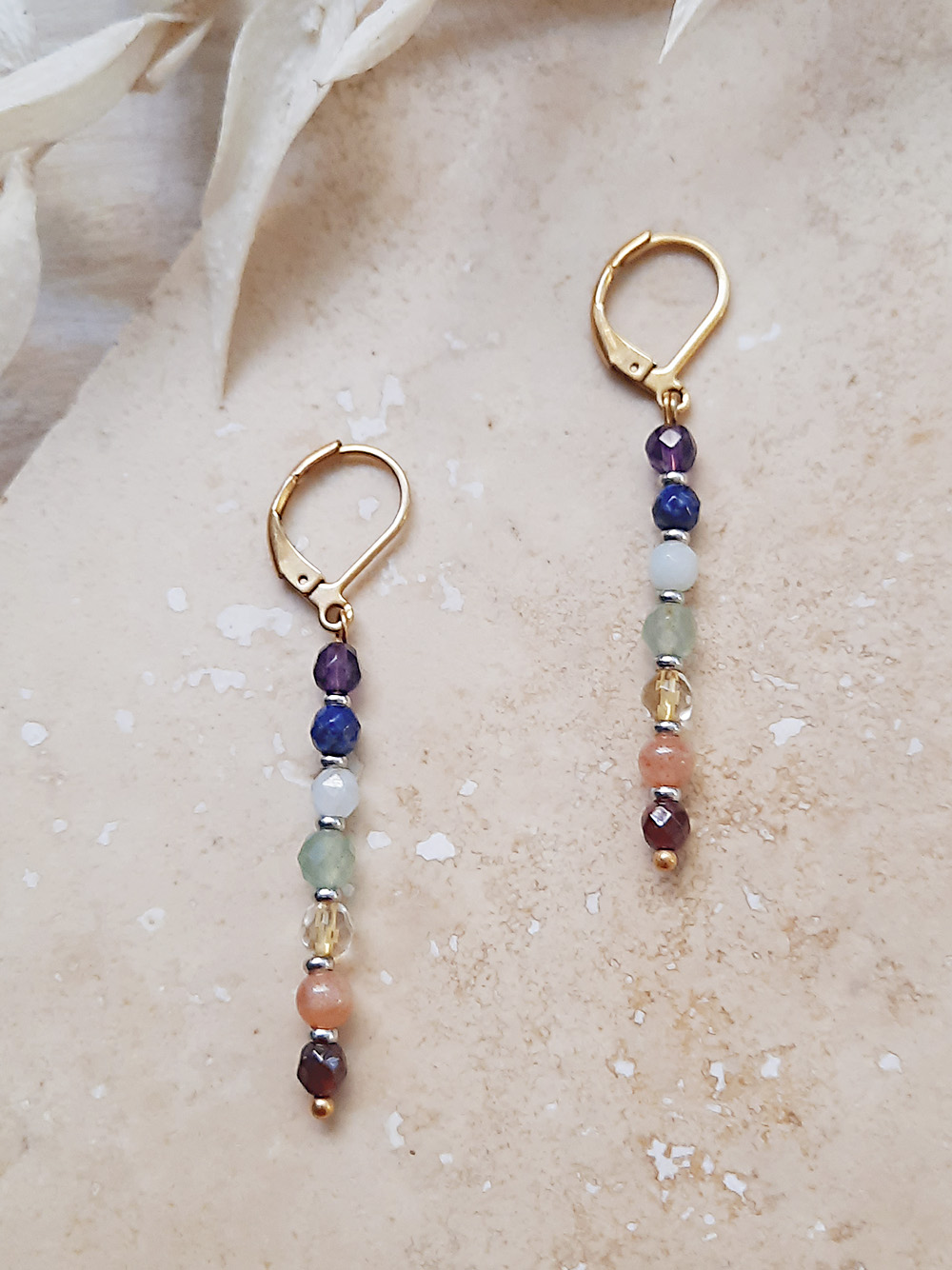 Boucles d'oreilles POINTS 7 Chakras - Pierres naturelles 3