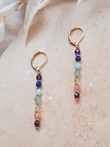 Boucles d'oreilles POINTS 7 Chakras - Pierres naturelles