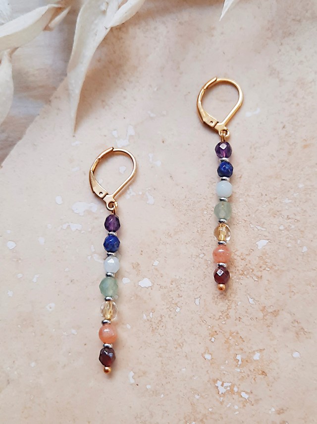 Boucles d'oreilles POINTS 7 Chakras - Pierres naturelles 3