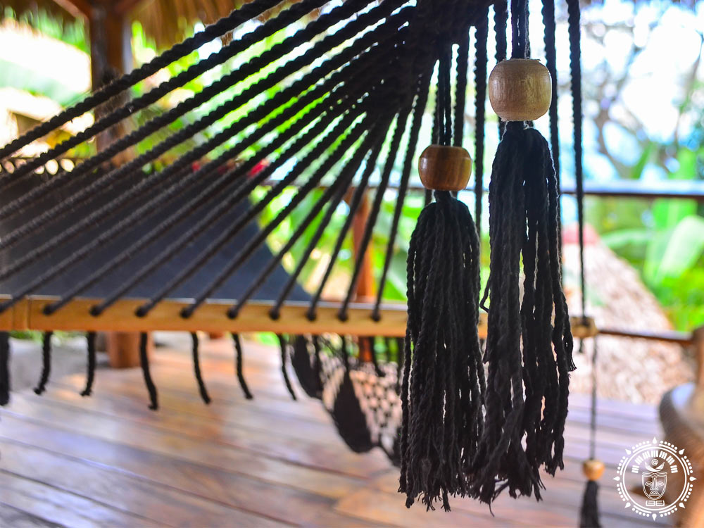 Hamac à barre noir en coton torsadé, poids max : 170kg