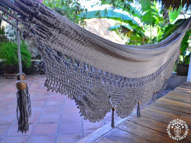 Hamac traditionnel gris en coton torsadé, poids max : 170kg