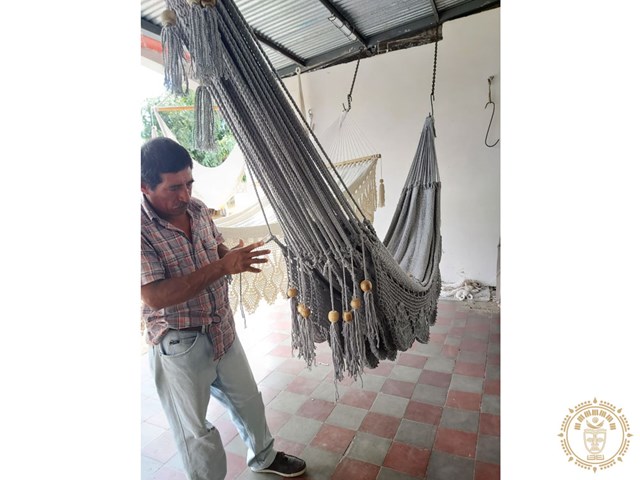 Hamac traditionnel gris en coton torsadé, poids max : 170kg