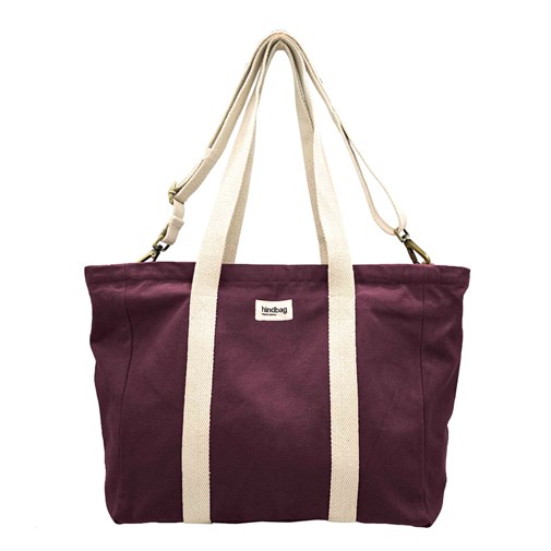 Sac cabas avec bandoulière CESAR, prune , coton bio