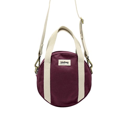 Sac à main rond LOUIS, avec bandoulière, prune  , coton bio