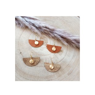 Boucles d'oreilles en liège Iris doré