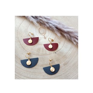 Boucles d'oreilles vegan en cuir de pomme Iris - doré