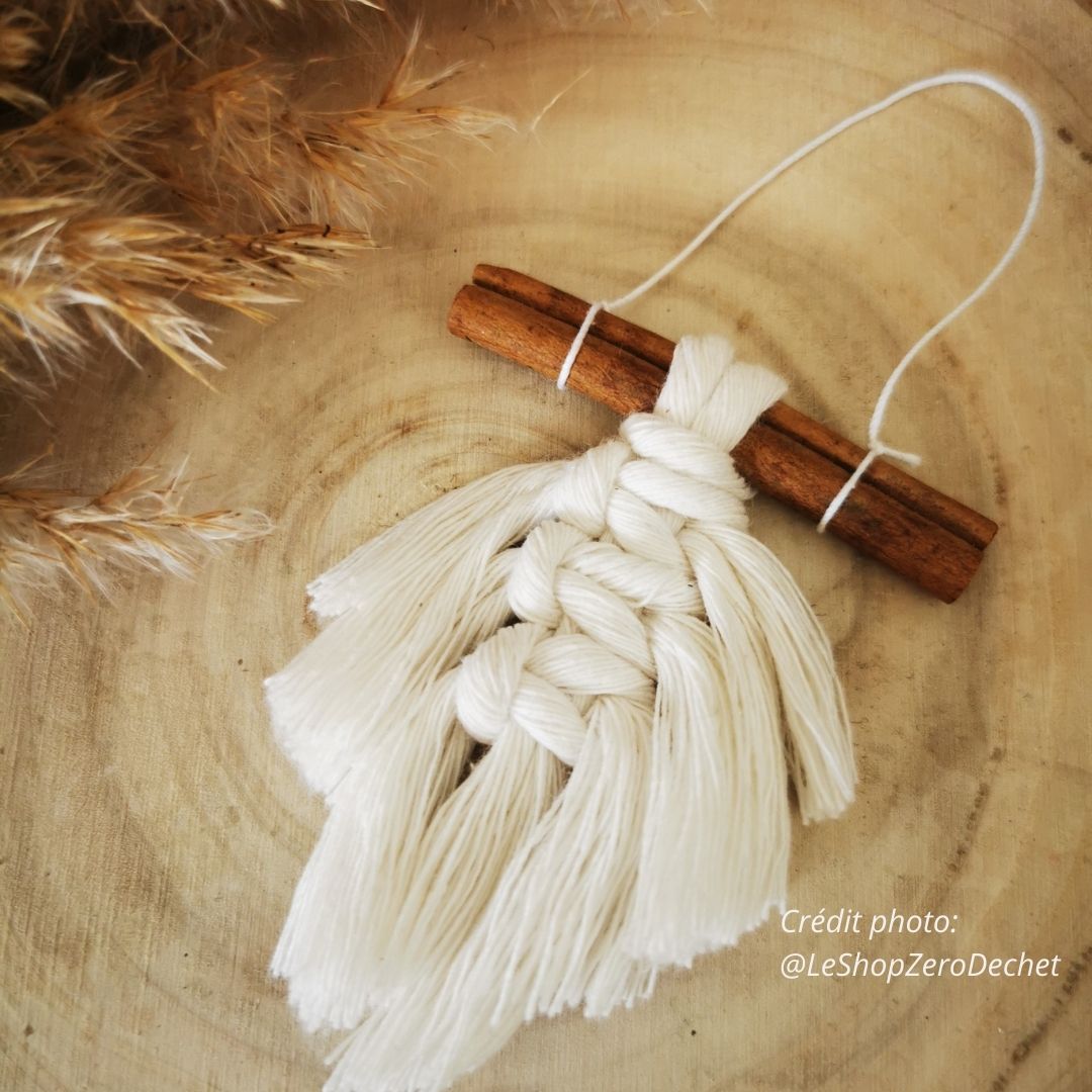 Ornement Suspension macramé plume Cannelle, Fabriquée en France 3