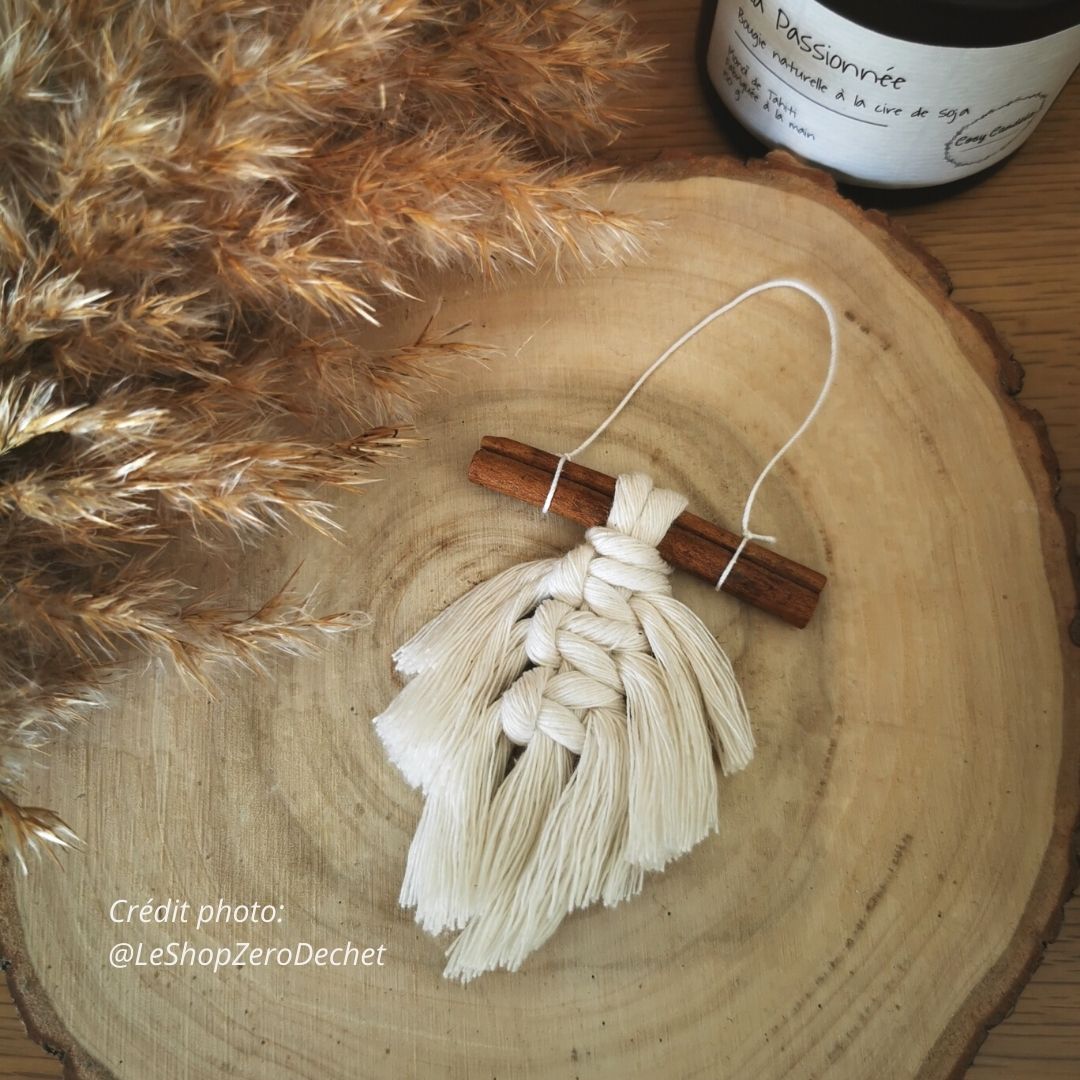 Ornement Suspension macramé plume Cannelle, Fabriquée en France 2