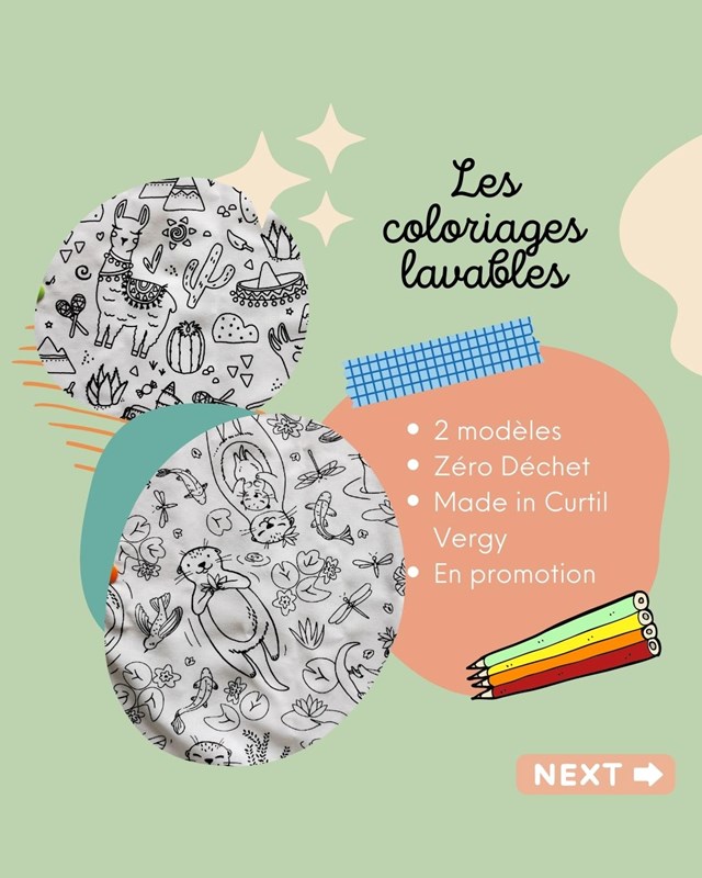 Feuille de coloriage lavable et fait main - motif Loutre 2